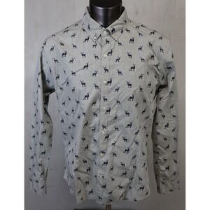 Mens Bonobos Long Sleeve Button‎ Front Dress Shirt Size XL Slim Deer Stag Gray
